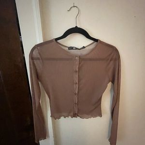 Sheer brown button top